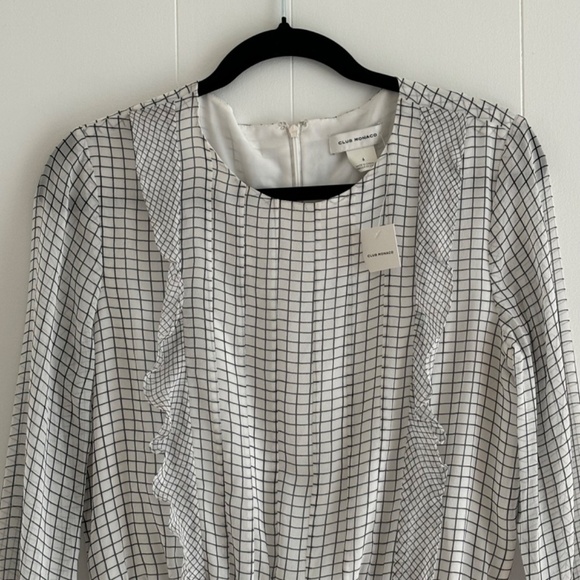 Club Monaco NWT Caluh Dress white base 100% silk 3/4 sleeve size 6 - Picture 4 of 15